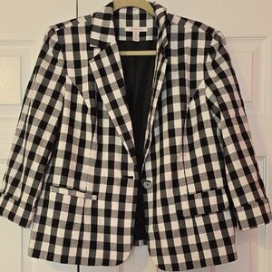 JM Collection Black and White Plaid Blazer